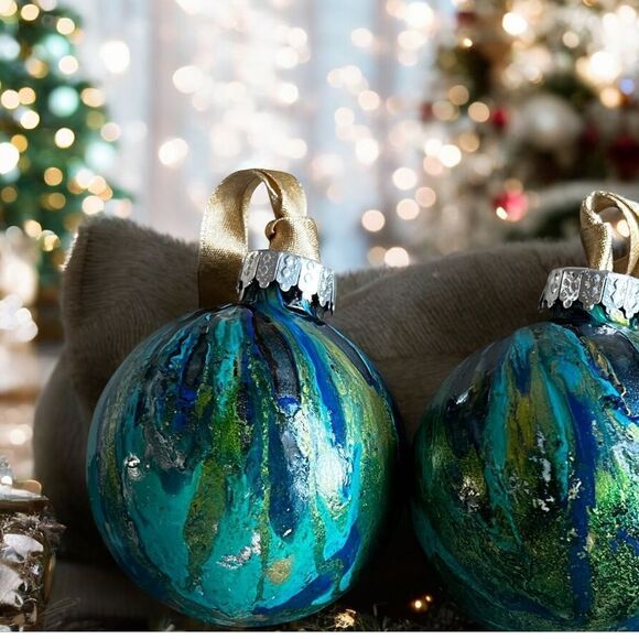 HANDCRAFTED Hand-Painted Plastic Shatter-Proof Ornaments (Set of 3) - Picture 4 of 5